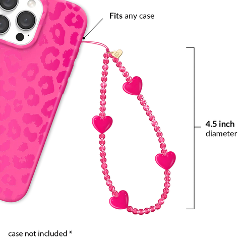 Hot Pink Heart Phone Charm
