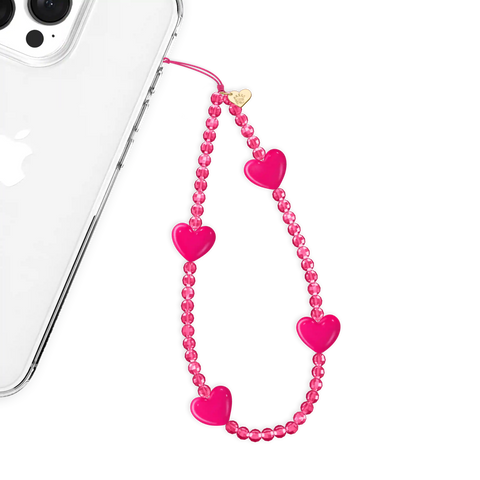 Hot Pink Heart Phone Charm